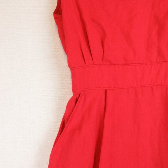 Cynthia Rowley Red Linen Midi Dress Size 6 - Picture 2 of 13